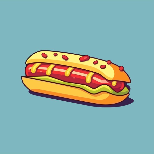 Icono de dibujos animados vectoriales ilustración de un diseño plano de hotdog para pan picante y comida de salchicha con salsa