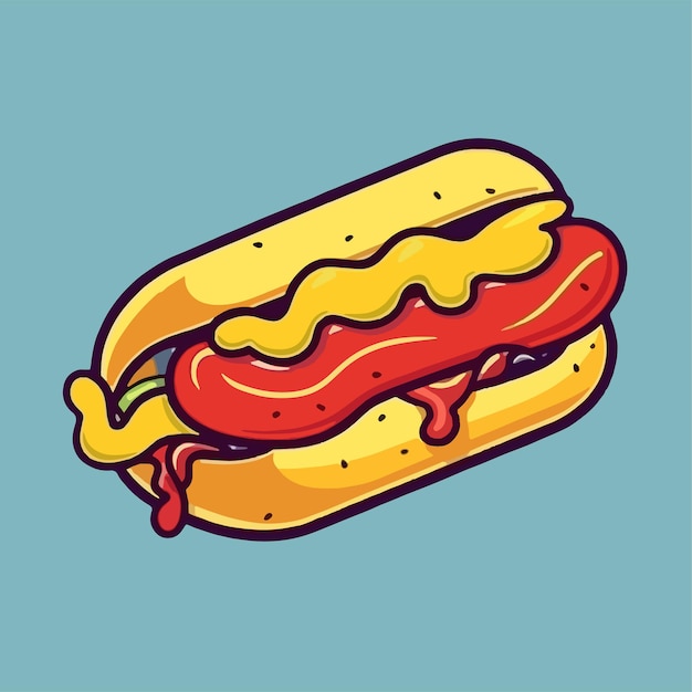 Icono de dibujos animados vectoriales ilustración de un diseño plano de hotdog para pan picante y comida de salchicha con salsa