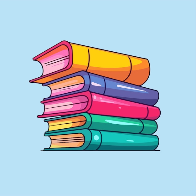 Icono de dibujos animados vectoriales ilustración de una pila de libros de estilo plano para escribir y tomar notas herramientas