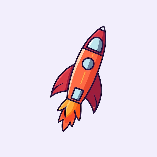 Icono de dibujos animados vectoriales ilustración de una tecnología avanzada de cohetes para llegar a otros planetas de estilo plano