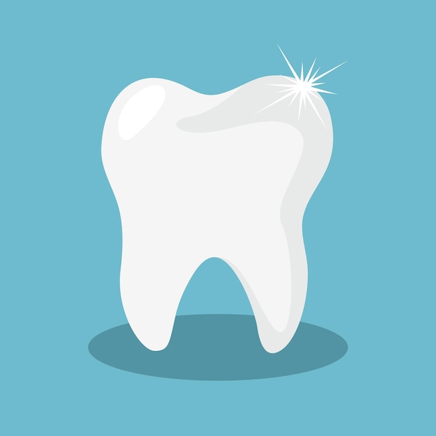 Icono de un diente blanco y saludable sobre un fondo azul