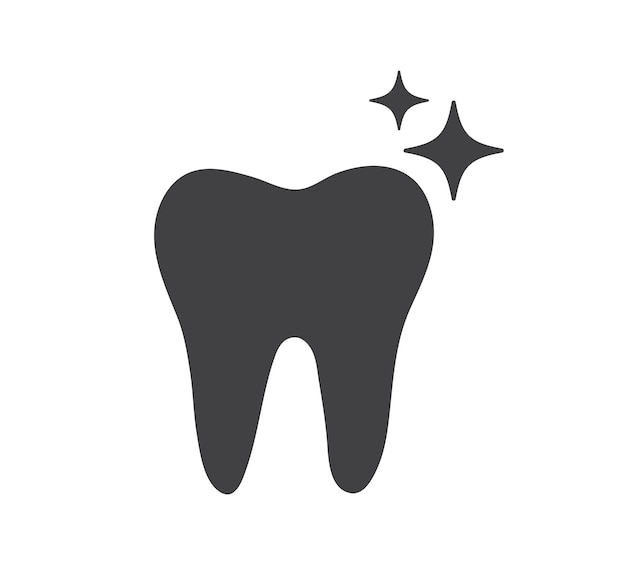Ícono de diente Diente limpio brillante Símbolo dental aislado en fondo blanco Ilustración vectorial