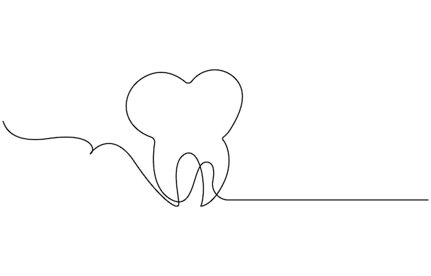 Icono de diente en estilo de dibujo de línea continua Arte de línea del icono de diente Ilustración vectorial