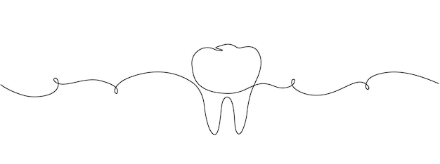 Icono de diente en estilo de dibujo lineal editable continuo Concepto de dibujo Lineal de molar sano Ilustración vectorial