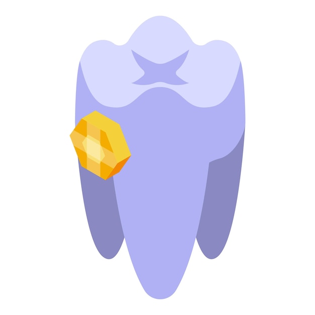 Icono de diente de gema de oro vector isométrico Cepillo oral Limpiar los dientes