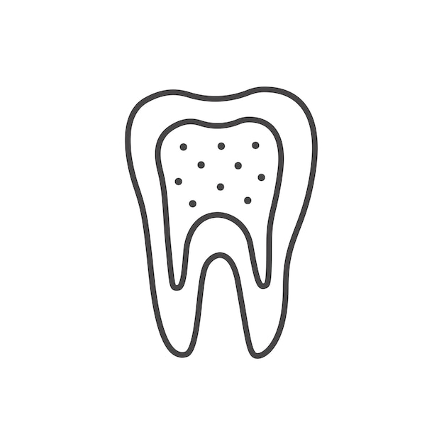 Vector icono del diente infectado contorno del icono de la caries denatal