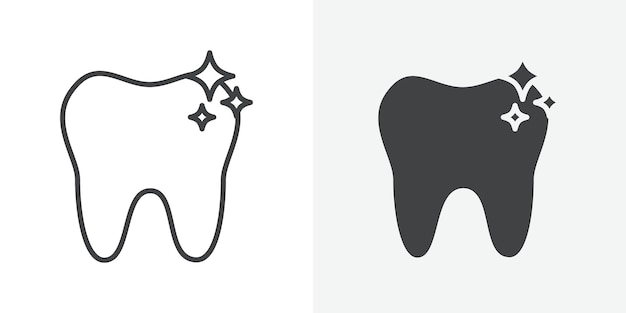icono de diente limpio signo vectorial de contorno