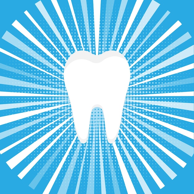 Vector icono de diente sano círculos de semitono forma de estallido estelar