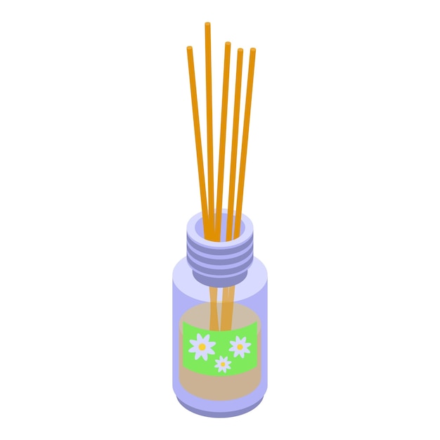 Icono de difusor de palos de madera Isométrico de icono de vector de difusor de palos de madera para diseño web aislado sobre fondo blanco