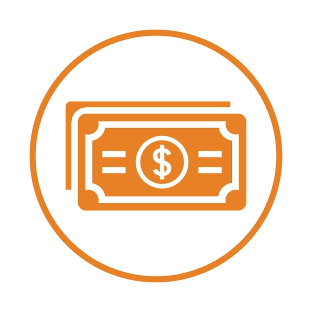 El icono de dinero del billete de dólar Vector de color naranja EPS