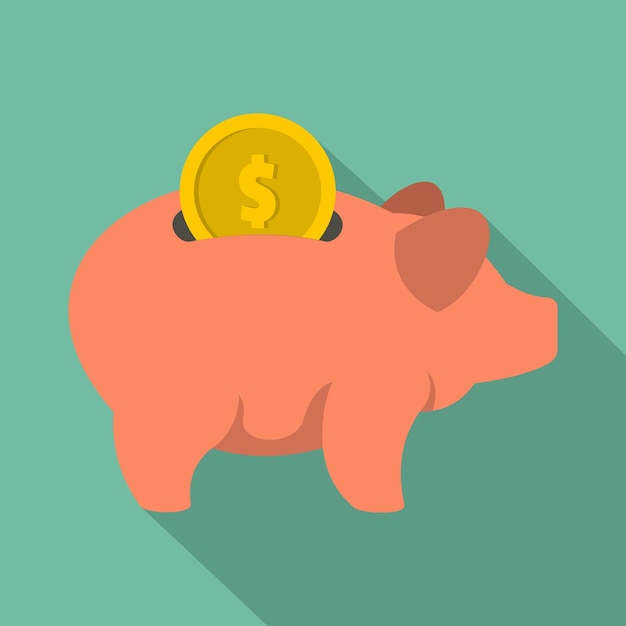 Icono de dinero de cerdo Ilustración plana del icono de vector de dinero de cerdo para web