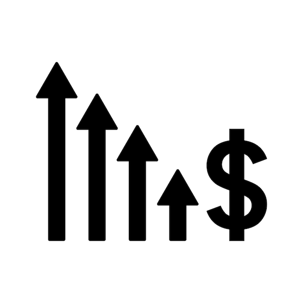 Vector icono de dinero de crecimiento gráficos vectoriales negros