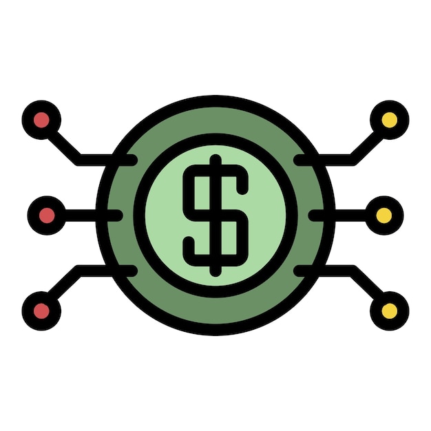 Icono de dinero digital asegurado Contorno de dinero digital seguro Icono vectorial de color plano aislado