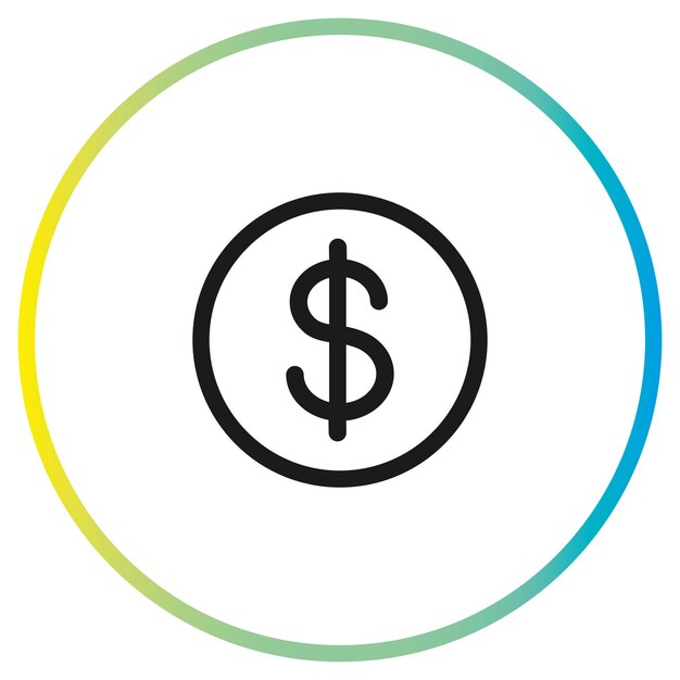 icono dinero dólar delgado