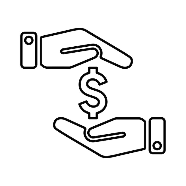 Icono de dinero en efectivo asequible Icono de línea símbolo de contorno