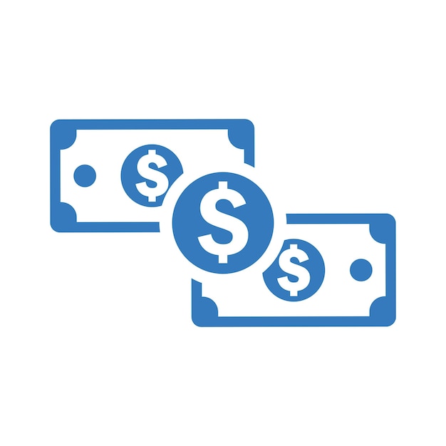 Icono de dinero en efectivo Diseño de color azul