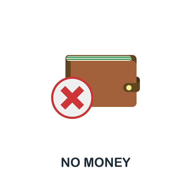 Icono sin dinero Elemento de signo plano de la colección de créditos Icono creativo sin dinero para plantillas de diseño web, infografías y más