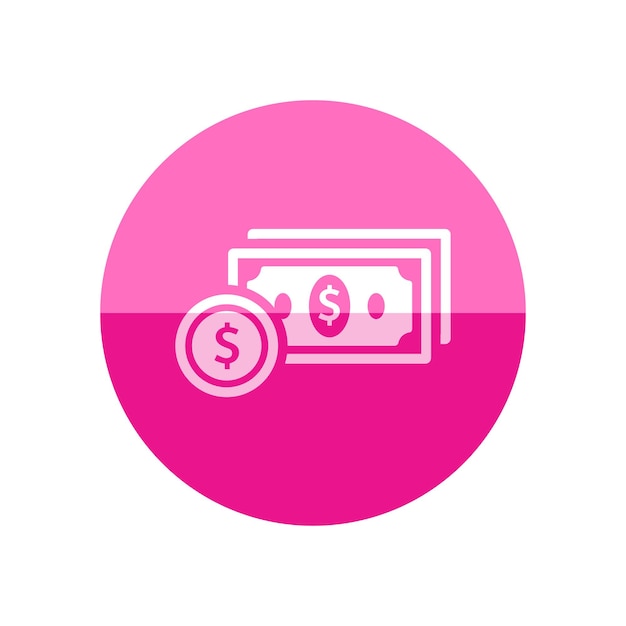 Ícono de dinero en estilo de círculo de color plano Monedas bancarias de riqueza financiera