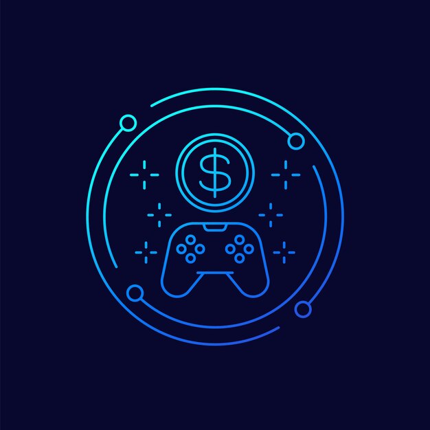 icono de dinero para juegos con gamepad, diseño lineal