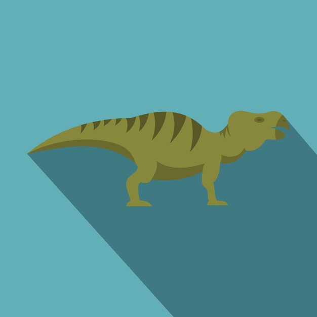 Icono de dinosaurio hadrosauro rayado Ilustración plana del icono vectorial de dinosaurio Hadrosauro rayada para la web aislado en fondo azul bebé