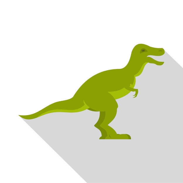 Icono de dinosaurio terópodo verde Ilustración plana del icono vectorial de dinosaurio therópodo verde para la web aislado en fondo blanco