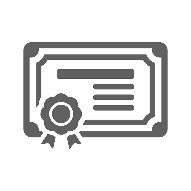 Ícono del diploma del certificado Gráfico vectorial gris