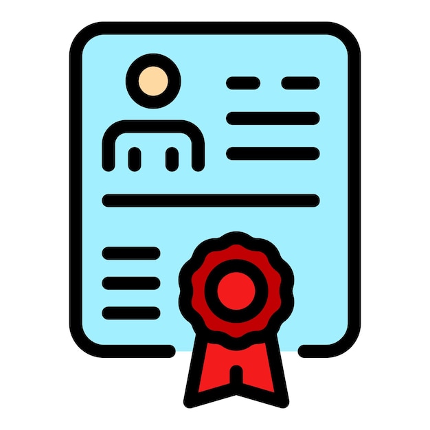 Icono de diploma Contorno diploma vector icono color plano aislado