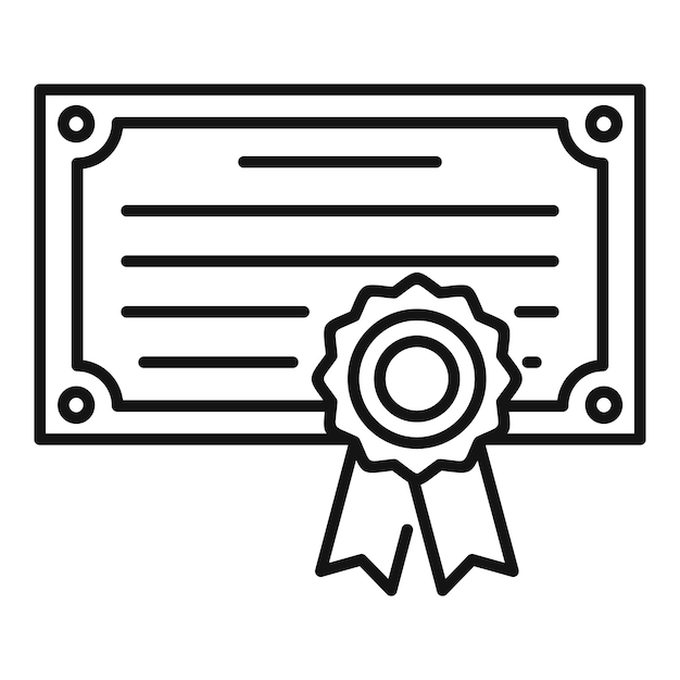Icono de diploma de examen Icono de vector de diploma de examen de esquema para diseño web aislado sobre fondo blanco