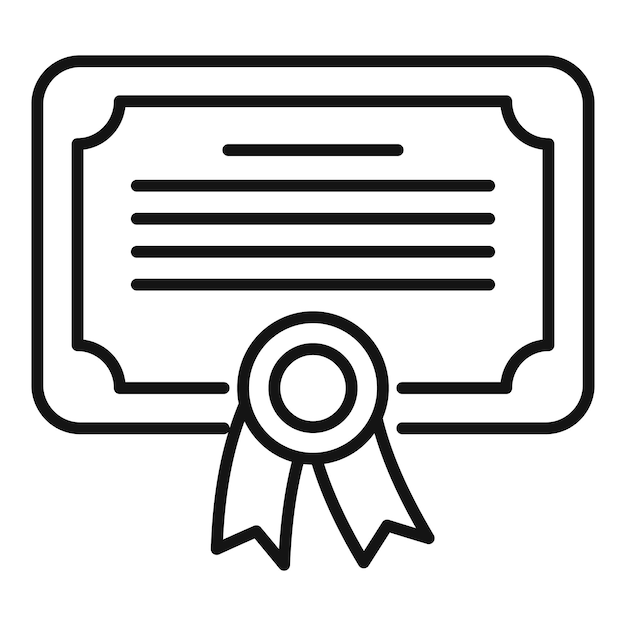 Icono de diploma de formación en línea esquema vector Web curso Video estudiante