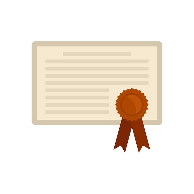 Icono de diploma de graduación de pasantía Ilustración plana del icono de vector de diploma de graduación de pasantía aislado sobre fondo blanco