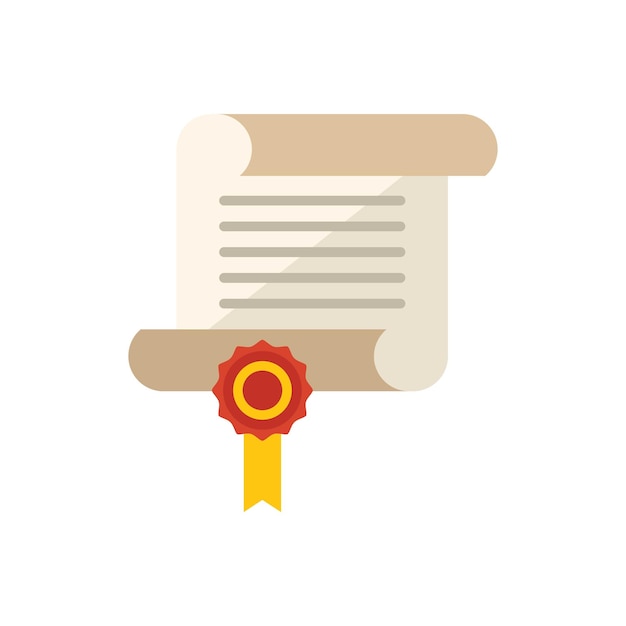 Icono de diploma de graduación vector plano Libro de estudiante Tarea final aislada