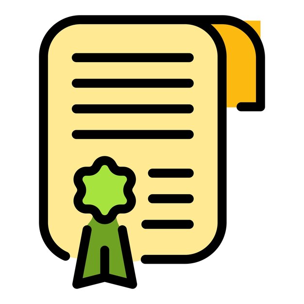 Icono de diploma de responsabilidad Contorno Icono de vector de diploma de responsabilidad para diseño web aislado en color plano de fondo blanco