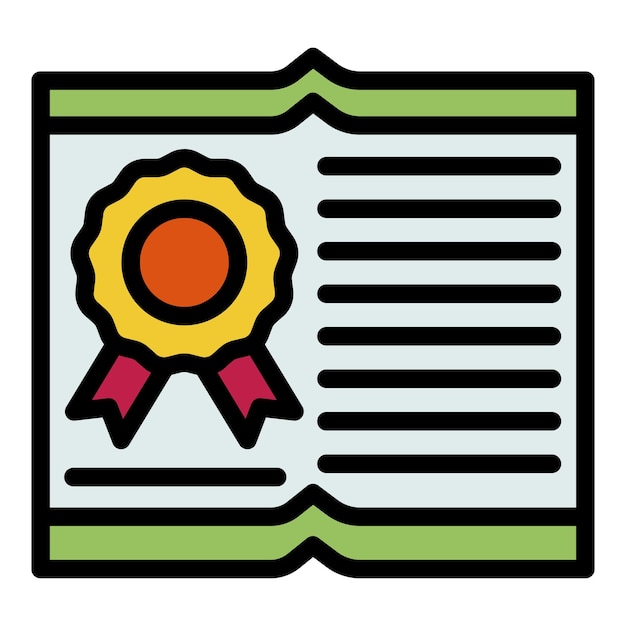 Icono del diploma de traductor Contorno del ícono del diploma del traductor Vector de color plano aislado
