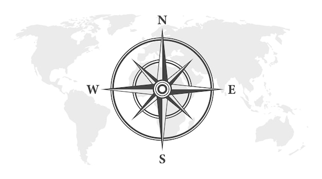 Ícono de dirección de la brújula Estilo de silueta Ícono vectorial