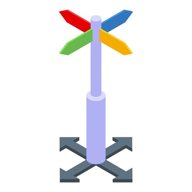 Icono de dirección del camino vector isométrico Habilidades de estrés Familia de apoyo