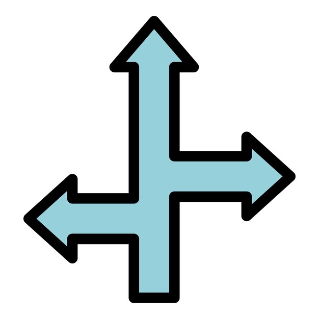 Ícono de dirección de las flechas Icono de dirección del contorno de las flecha Icono de vector de dirección Color plano aislado