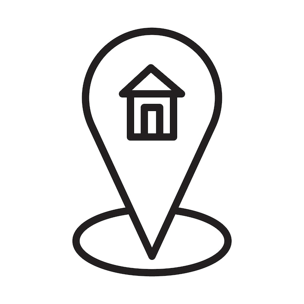 Ícono de dirección Ilustración de línea delgada plana vectorial