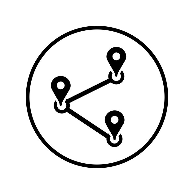 El icono de dirección de la ruta de la ubicación es de color negro