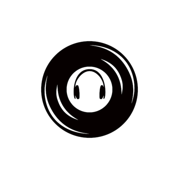 icono de disco de cd de glifo negro plano. Ilustración de elemento de logotipo con silueta de auriculares