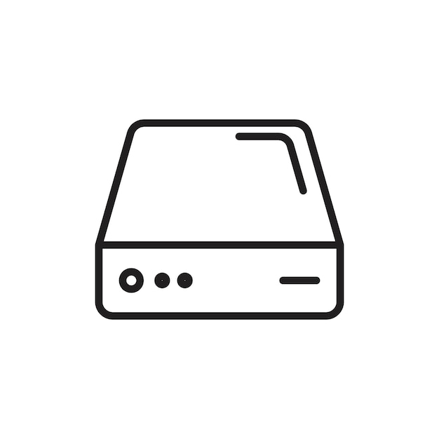 Icono del disco duro Arte plano en blanco y negro aislado