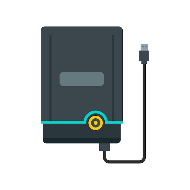 Icono de disco duro portátil Ilustración plana del icono vectorial de disco duro portable para el diseño web