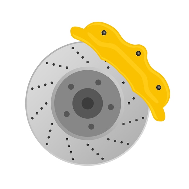 Icono de disco de freno de coche aislado sobre fondo blanco. Ilustración de vector de estilo plano.