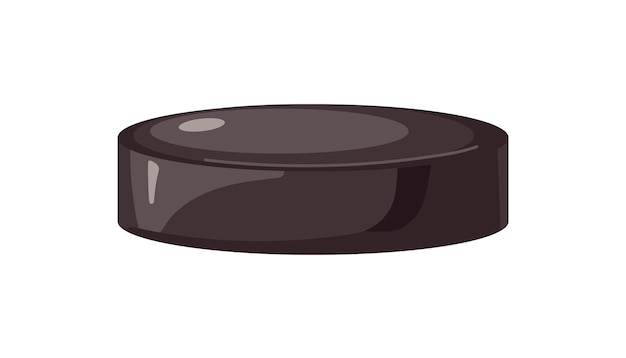 Icono de disco de hockey sobre hielo. Disco de goma negra para jugar deportes. Ilustración vectorial plana realista aislada sobre fondo blanco.