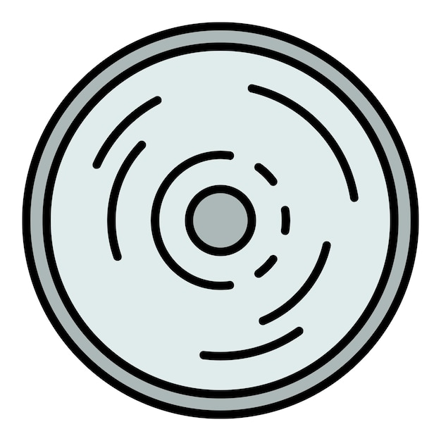 Icono de disco de vinilo Contorno disco de vinilo vector icono color plano aislado