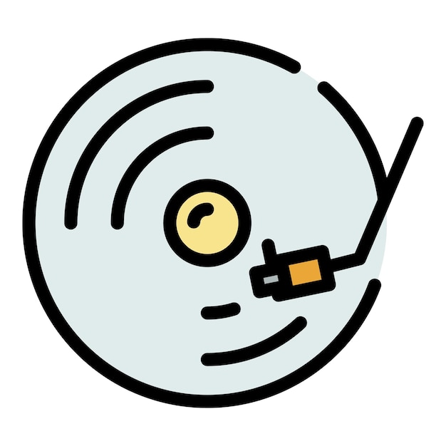 Icono de disco de vinilo Contorno disco de vinilo vector icono color plano aislado