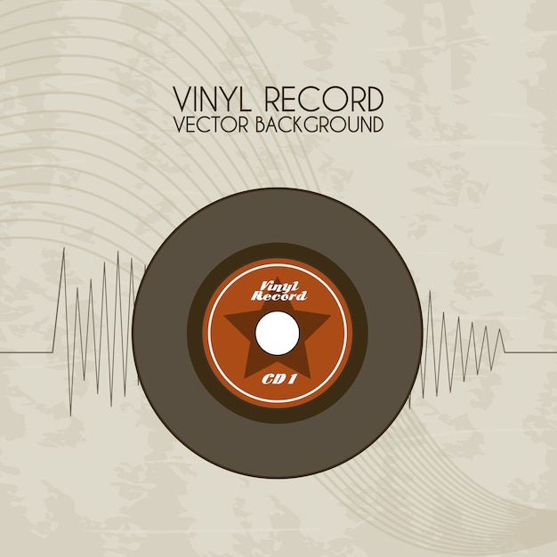 Vector icono de disco de vinilo sobre fondo vintage