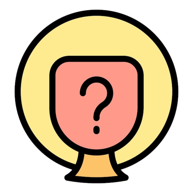 Icono de discusión de preguntas contorno vector estudiante público discurso oratorio color plano