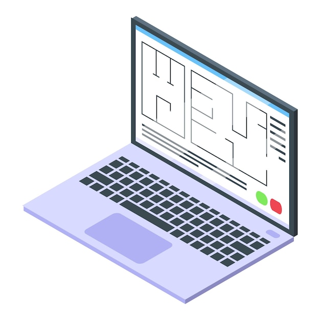 Icono de diseñador de proyectos de computadora portátil Isométrico de icono de vector de diseñador de proyectos de computadora portátil para diseño web aislado sobre fondo blanco