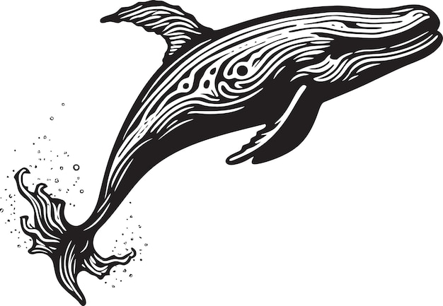 Icono de diseño de ballena monarca marina Logo de vector de nobleza náutica con una ballena