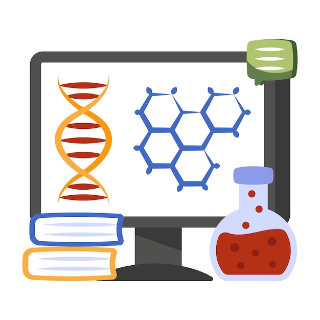 Vector un ícono de diseño coloreado de la ciencia en línea